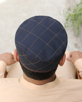 R033 -NAVY BLUE CHECKED WITH WALNUT BROWN